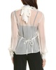 lace bib silk blouse