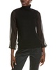 chiffon silk sleeve turtleneck cashmere sweater