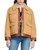 Sandro Leather-Trim Coat