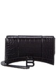 Balenciaga Hourglass Croc-Embossed Leather Wallet On Chain