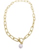 ADORNIA 14K Plated Pearl Paperclip Necklace