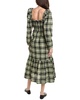 GANNI Seersucker Check Smocked Maxi Dress