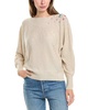 wool & cashmere-blend hot fix off shoulder jumper