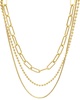 ADORNIA 14K Plated Mixed Chain Necklace Set