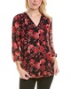 Jones New York Printed Pleat Front Top