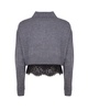 Lace-detailed Knitted Polo Jumper