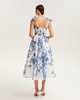 Charming blue hydrangea-patterned organza midi dress, Garden of Eden