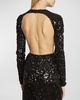 Embroidered Sequin Gown with Cutout Detail