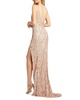 Sequin V-Neck Sleeveless Gown with Thigh Slit