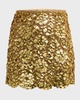 Laminated Lace Sequin-Embellished Mini Skirt