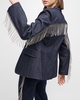 Sasha Rhinestone Fringe Denim Blazer