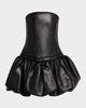 Strapless Leather Bubble Dress