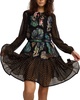 Inverness Mixed Media Fish Blouson-Sleeve Dress