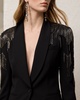 Tamara Luxury Wool Crepe Blazer Jacket with Crystal Embellishment 