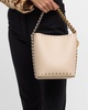 Frayme Studded Two-Tone Vegan Leather Bucket Bag