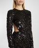 Embroidered Sequin Gown with Cutout Detail