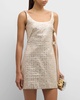 Maya Bows Sleeveless Metallic Seersucker Mini Dress