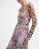 Embroidered Floral Gown with Sheer Overlay