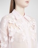 Sheer Lace Embroidered Button-Front Blouse