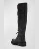 Antic Buckle Distressed Leather Knee-High Boots