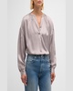 Mayson Ruched Drop-Shoulder Silk Top