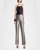 Flare-Leg Metallic Jacquard Trousers