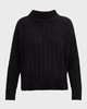 Fluffy Ribbed Mock-Neck Sweater