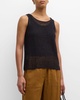 Scoop-Neck Open-Knit Organic Linen Shell