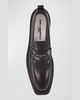 Men's Mixed Leather Logo Lug-Sole Penny Loafers