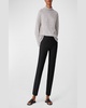 High-Waist Stretch Crepe Slim Ankle Pants