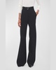 Pleated Wide Leg Wool Trousers