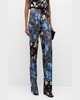 Patchwork Floral-Print Wide-Leg Pants