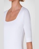 Cotton 1/2-Sleeve Square-Neck Tee