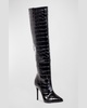 Tory Croco Stiletto Knee Boots