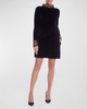 Jewel-Embellished Velvet Mini Shift Dress