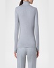 Mock-Neck Long-Sleeve Melange Modal Jersey Shirt