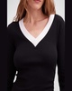 Sol Ribbed Two-Tone 3/4-Sleeve Sweater