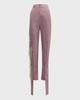 Jacob Asymmetric Crystal Fringe Paneled Straight-Leg Ankle Pants