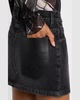 Leather Pocket Denim Mini Skirt