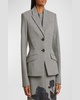 Houndstooth Single-Breasted Tailored Blazer