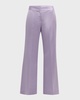 Two-Tone Flare-Leg Satin Back Crepe Pants