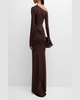 Convertible-Neck Long-Sleeve Drop-Waist Gown