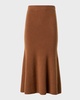 Ribbed Cashmere Godet Midi Skirt