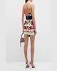 Floral Bustier Mini Dress w/ Sash Detail 