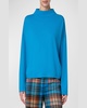 Funnel-Neck Boxy Cashmere-Wool Knit Sweater