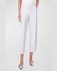 Flori Pleated Straight-Leg Ankle Linen Pants