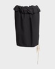 Hayley Puff-Ruffle Drawstring-Hem Crinkle Poplin Skirt