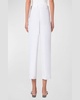 Flori Pleated Straight-Leg Ankle Linen Pants