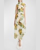 Floral Draped Crinkle Midi Wrap Dress