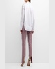 Jacob Asymmetric Crystal Fringe Paneled Straight-Leg Ankle Pants